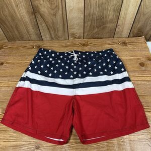 American Flag Swim Trunks Men’s Size 2XL‎ Drawstring Waistband